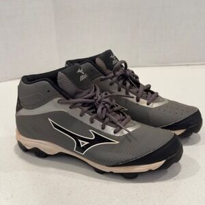 Mizuno Baseball Softball Cleats‎ Molded Mid Top Kids Gray Shoes